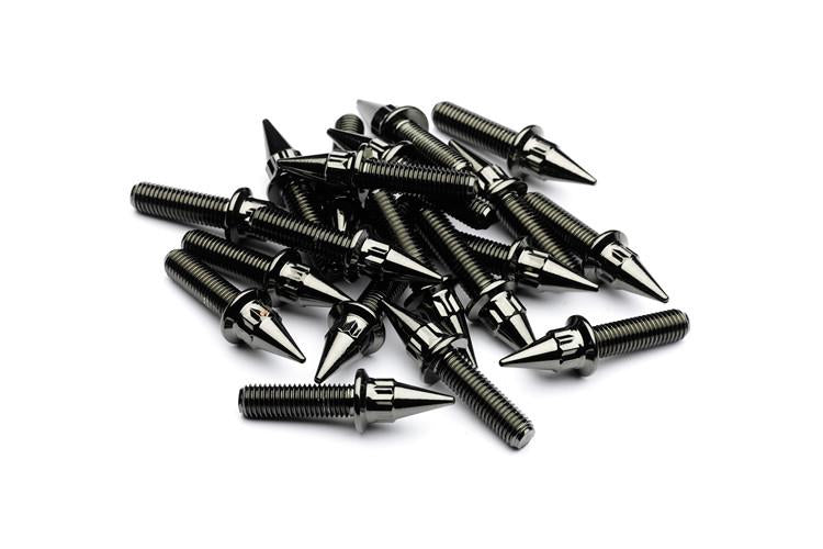 Black Chrome Spiked Steel Split Rim Bolts M7 x 24mm BoltsBolts