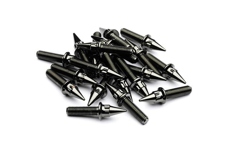 Black Chrome Spiked Steel Split Rim Bolts - M7 x 24mm
