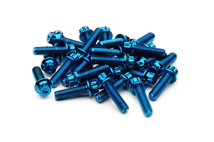 Electric Blue Steel Split Rim Bolts - M7 x 24mm