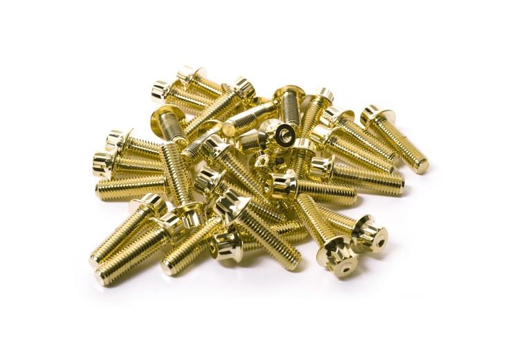 Gold Steel Split Rim Bolts - M7 x 24mm