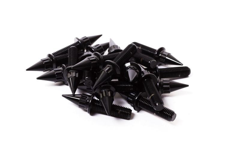 Black Spiked Steel Split Rim Bolts - M7 x 24mm