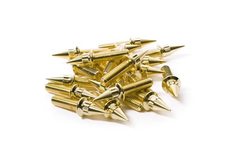 Gold Spiked Steel Split Rim Bolts - M7 x 24mm