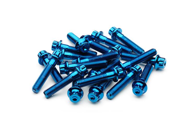 Electric Blue Steel Split Rim Bolts - M7 x 32mm