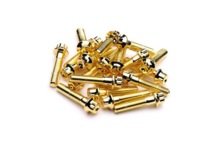 Gold Steel Split Rim Bolts - M7 x 32mm