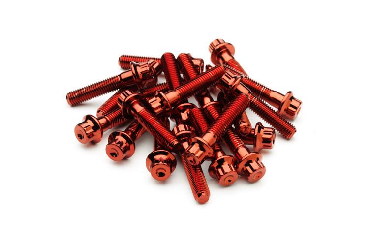 Velvet Red Steel Split Rim Bolts M7 x 32mm