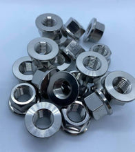 Load image into Gallery viewer, M10 Polished Stainless Steel Flanged Nuts.
