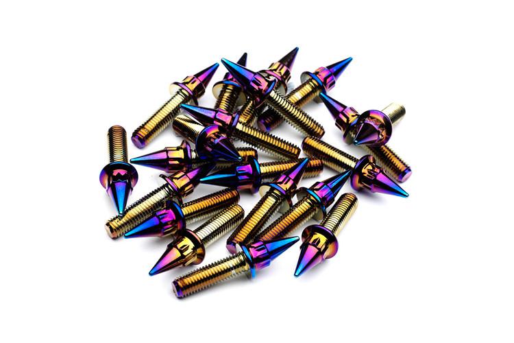 Neo Chrome Spiked Steel Split Rim Bolts - M7 x 24mm