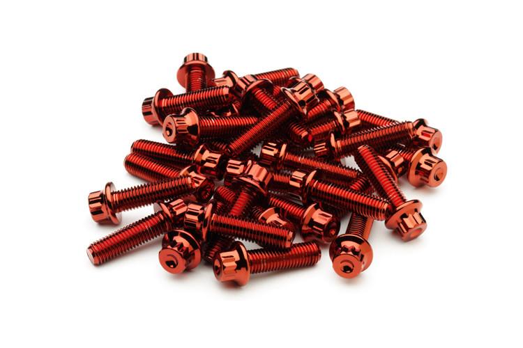 Velvet Red Steel Split Rim Bolts - M7 x 24mm