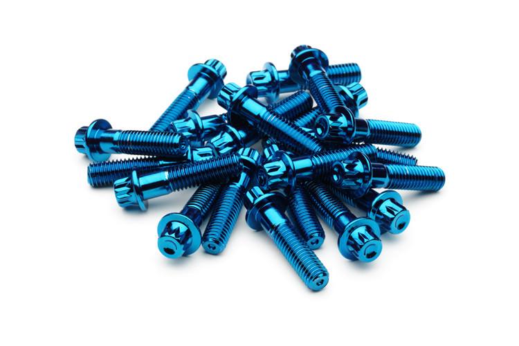Electric Blue Steel Split Rim Bolts - M8 x 32mm