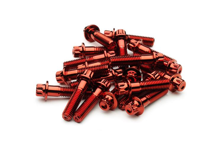 Velvet Red Steel Split Rim Bolts - M8 x 32mm